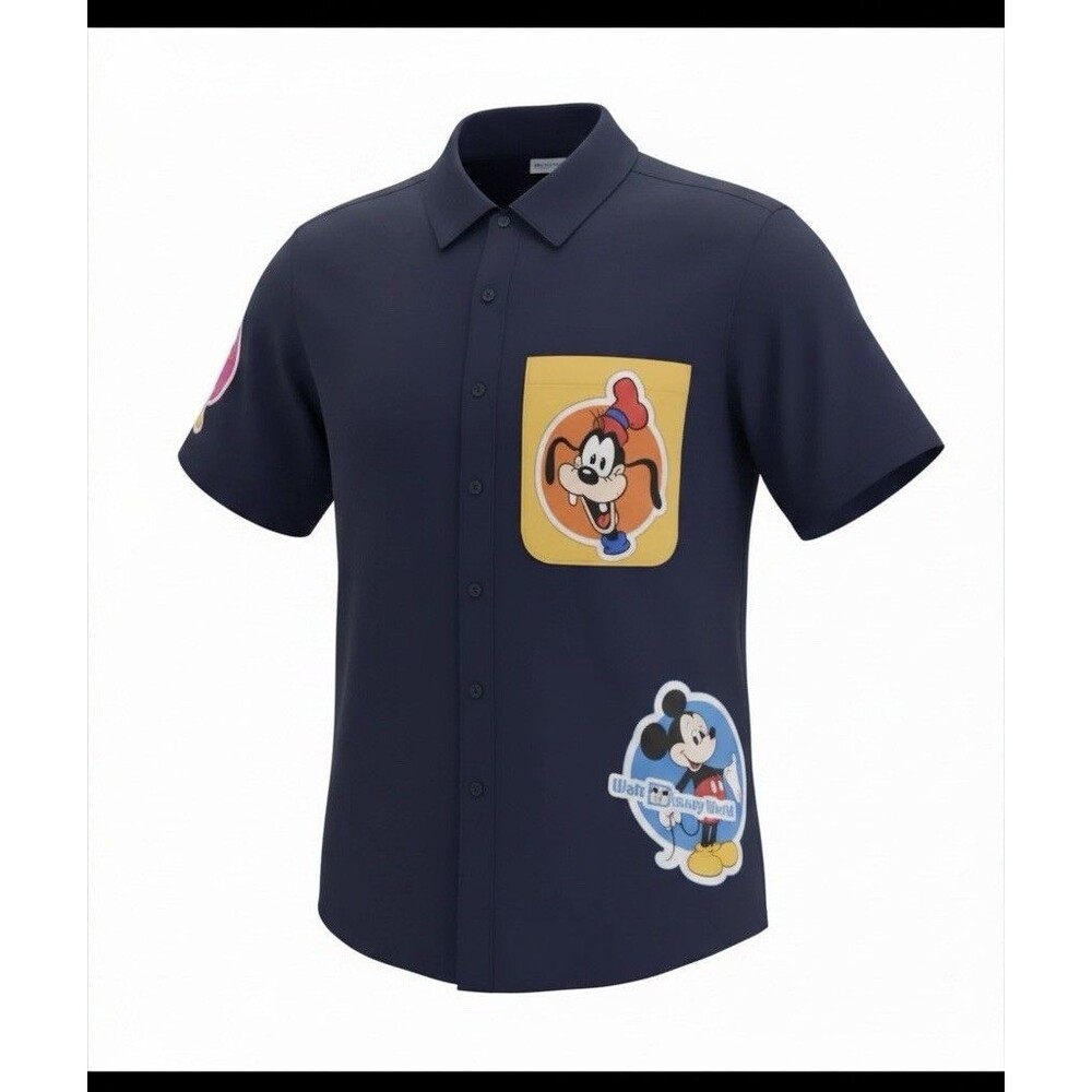 Walt Disney World Vault Collection 50 Mickey & Friends Mens Button Up Shirt XL